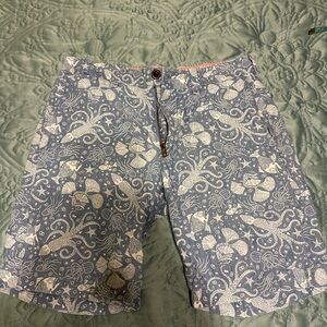 J. Crew Blue and White Patterned Men's Shorts